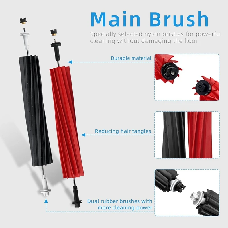 قطع غيار بديلة لـ Roborock S8 و S8 Plus ، بكرة ، فرشاة جانبية رئيسية ، فلتر Hepa ، لوحة ممسحة ، قطع قماش خرقة