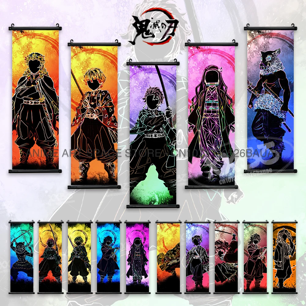 

Demon Slayer Hanging Painting Anime Posters Kamado Nezuko Scrolls Picture Wall Artwork Kochou Shinobu Japanese Home Decoration