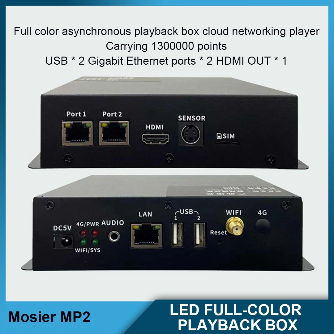 MP1 MP2 Full-color Networked Playback Box LED Screen Control System Asynchronous Supports WIFI