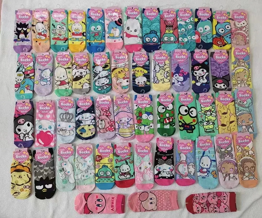 15pcs Genuine Sanrio Children Youth Cotton Socks Kuromi Cotton Cute Fashion Children Boys Girls Birthday Gift Sanrio Socks