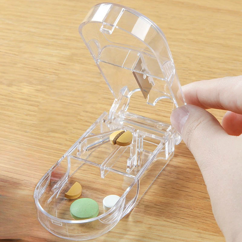 Portable Drug Box Medicine Pill Cutter Box Useful Grinder Splitter Medicine Pill Holder Tablet Cutter Splitter Divider Pill Case