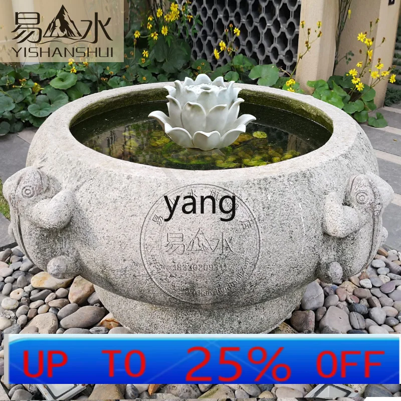 Lhh Natural Stone Golden Toad Wealth-Attracting Courtyard Door Large Stone Vase for Planting Flowers and Raising Fish