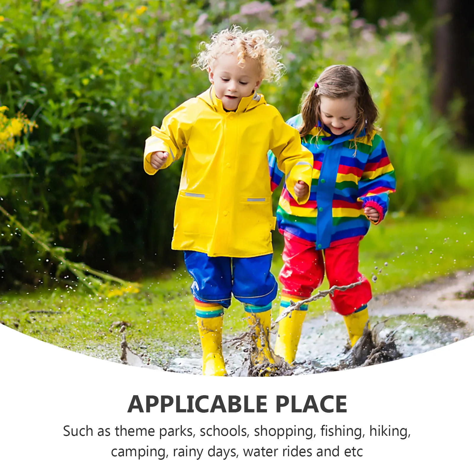 

Cartoon Kids Waterproof Raincoat Portable School Backpack Position Grey Eva Reusable Children Rainwear For Outdoor Play Cycling