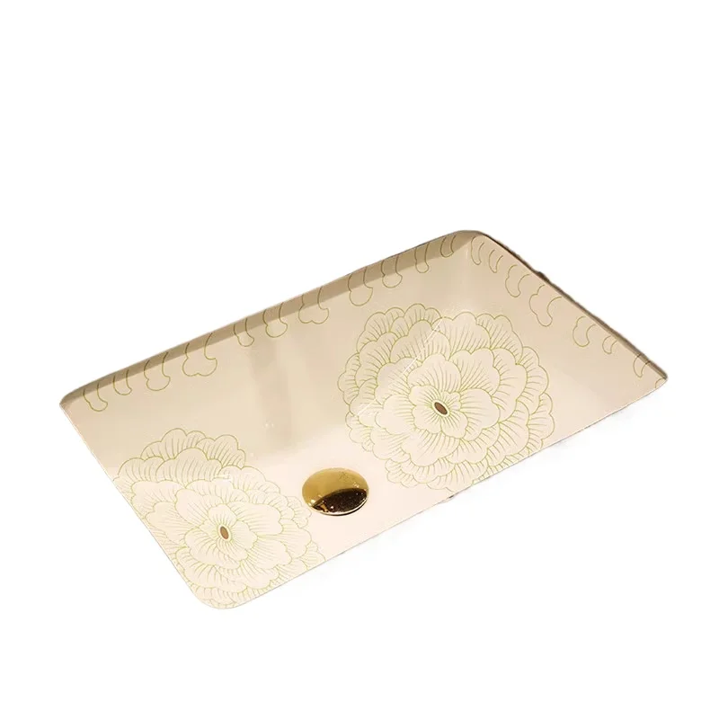 

Простой ветровой керамический умывальник под столом, умывальник для рук, квадратный умывальник для ванной комнаты, бытовой балкон, встроенный