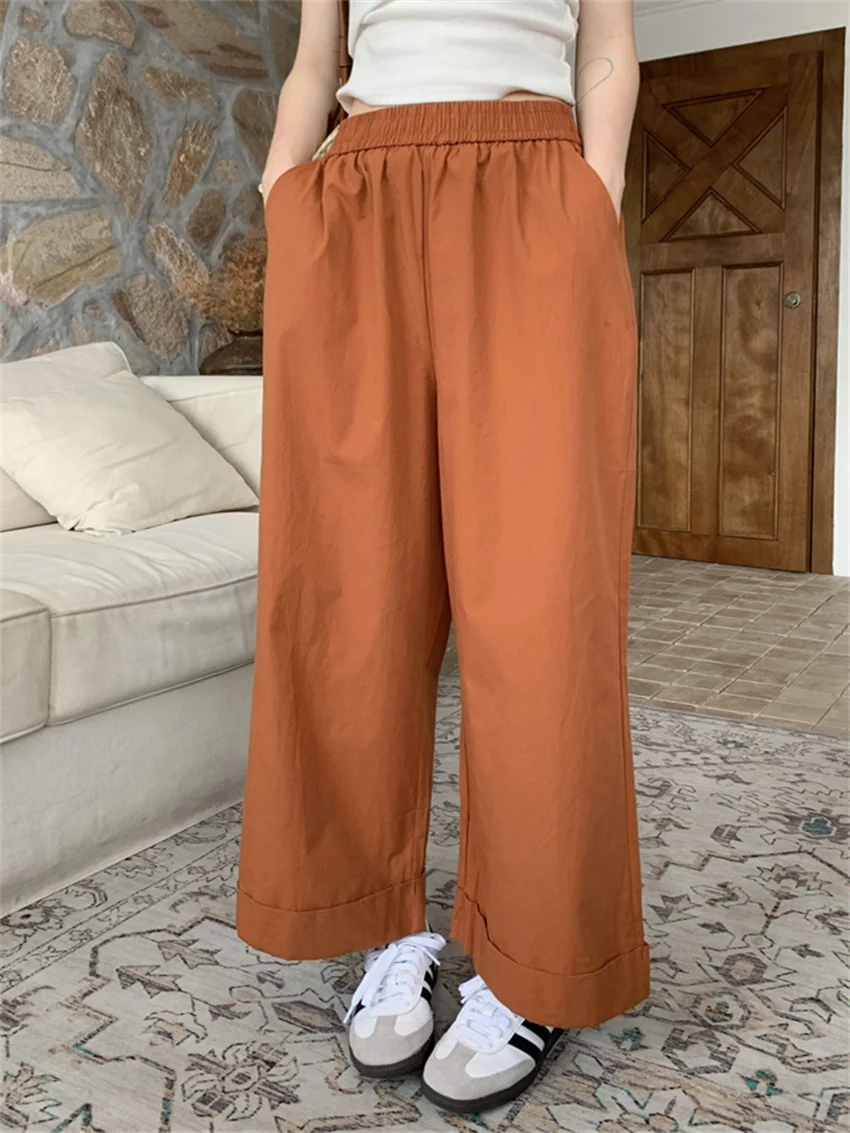 

Alien Kitty Office Lady Pants Women Autumn Solid Minimalist All Match 2023 Mujer New Work Wear High Waist Loose Wide Leg Daily