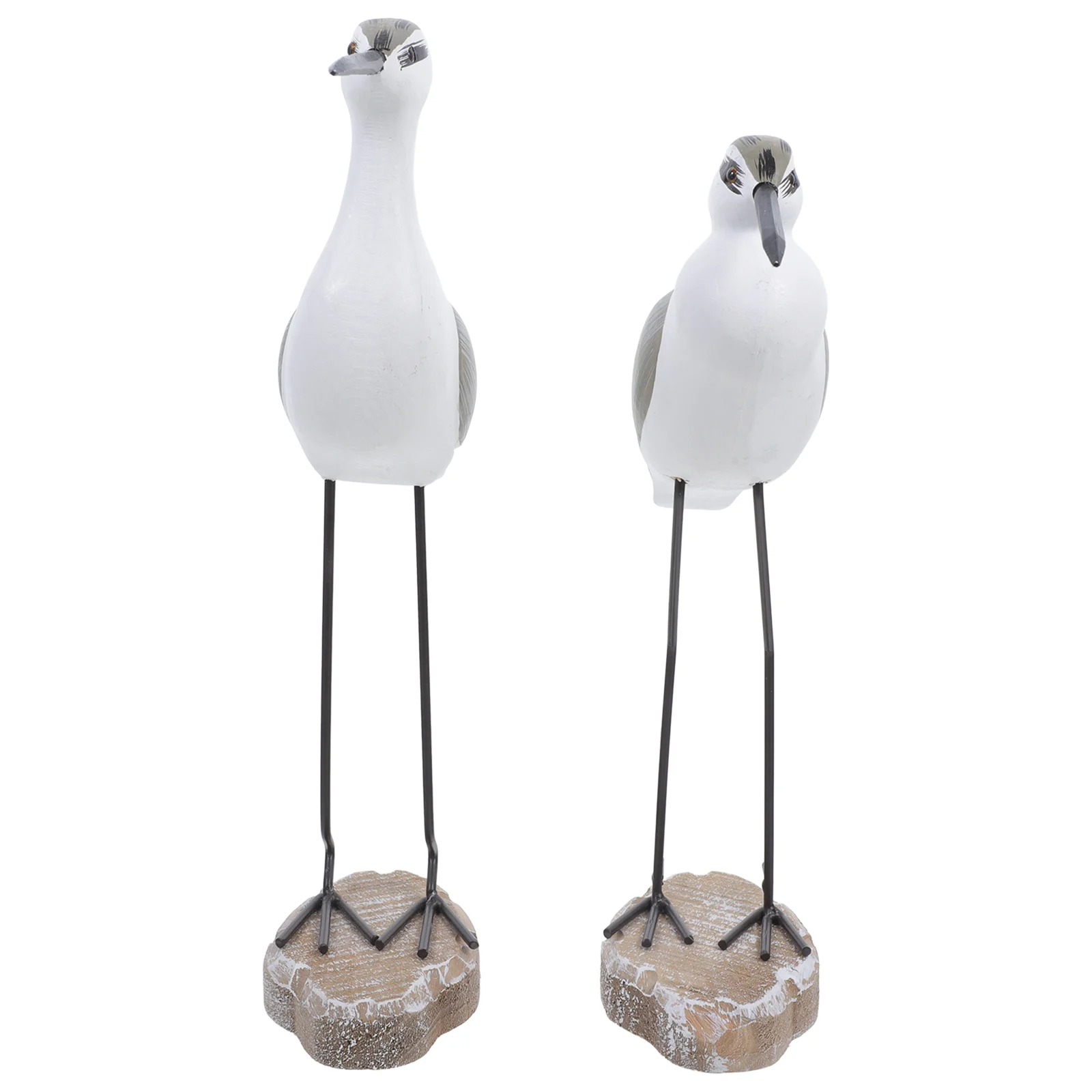 2 Pcs Feeder Seagull Ornaments Seaside Bird Feeders for Outdoors Squirrel Wood Figurines Desktop