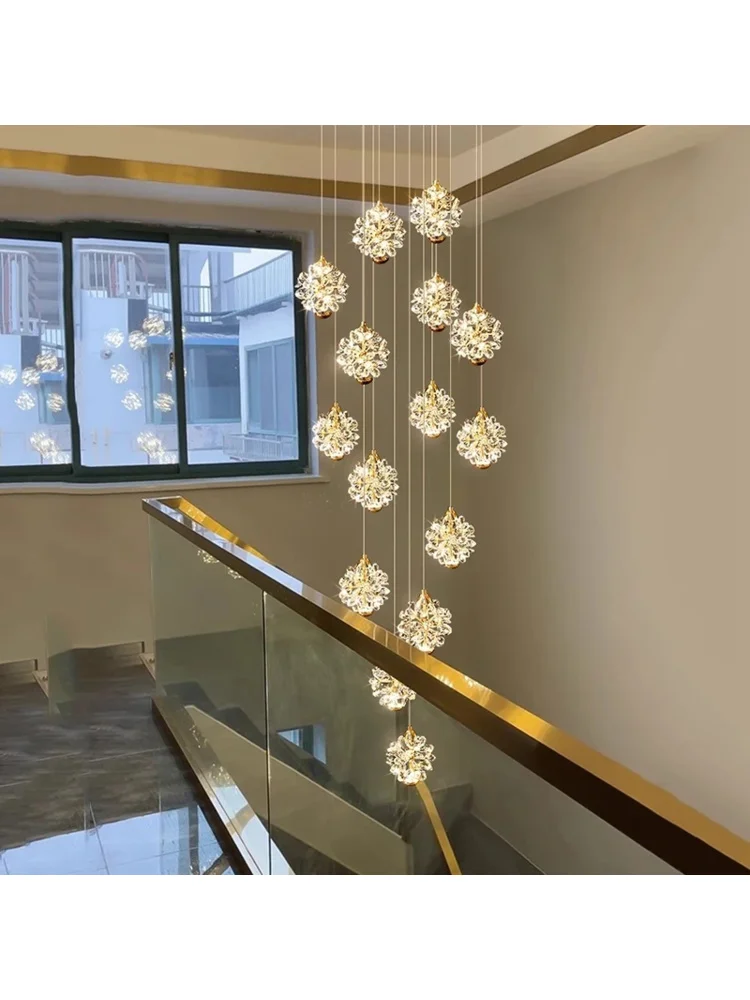 

Modern Home Decoration Crystal Chandelier, Stair Pendant Lamp, Living Room Pendant Lights, Interior Lighting