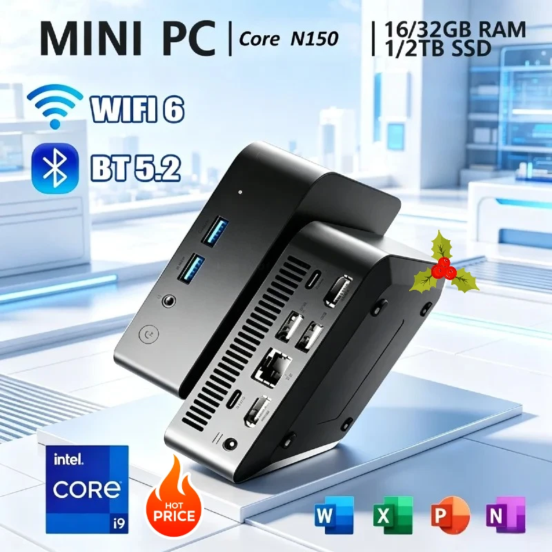 High‑Performance Portable Mini PC Intel N150 32GB RAM 1TB 2TB SSD WIFI6 BT5.2 4K 60Hz HD Gaming Office Study PC