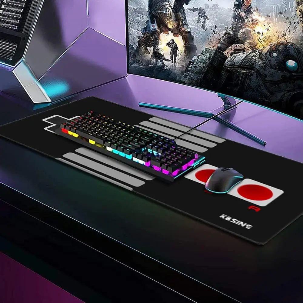 Game Controller Mouse Pad Non-Slip Rubber Mouse Pad with Stitched Edges Waterproof Mouse Mat for Office Laptop 35.4" x 15.7"