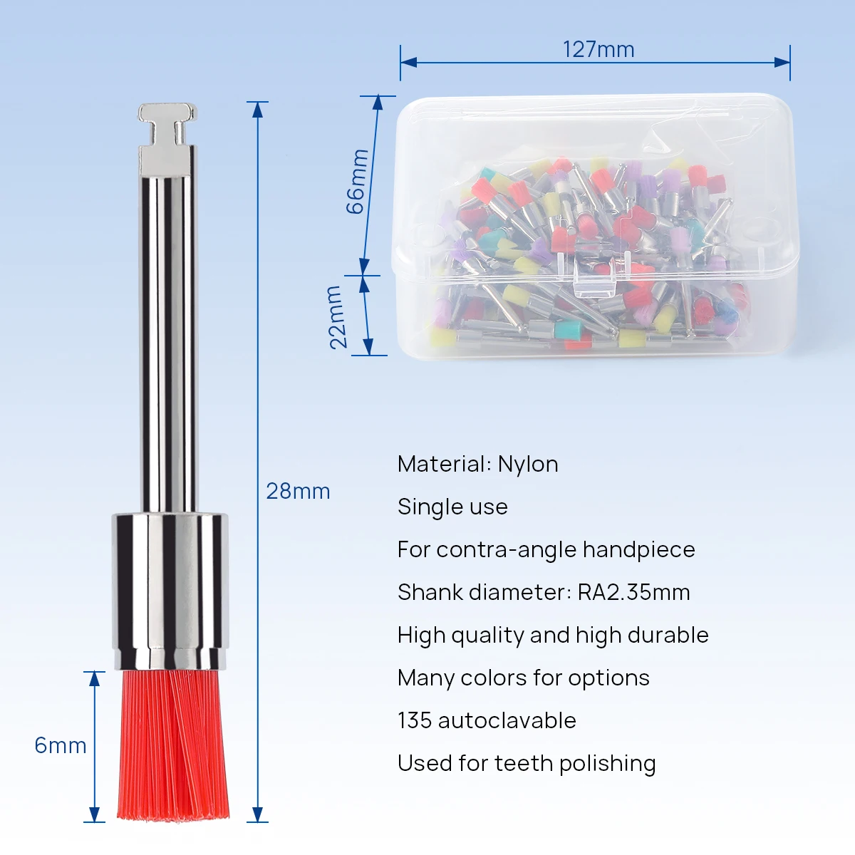 100pcs/box Dental Materialien Prophy Pinsel Farbe Prophylaxe Weiß Nylon Polieren Pinsel Schüssel Form Zahnmedizin Polierer – Detail 5