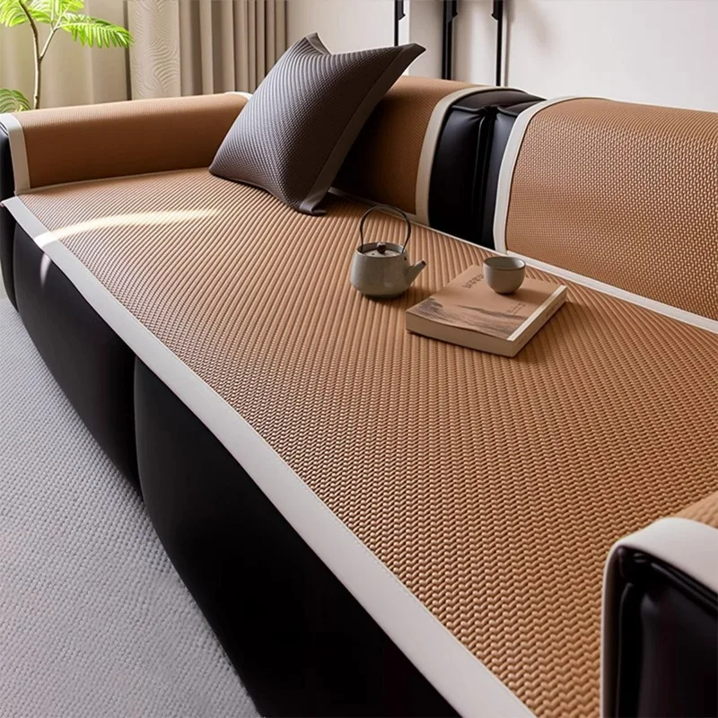 Ice Rattan Mat Mat Sofa Cushion Cool and Breathable Sofa Seat Cushion Non-slip Sofa Cover All-inclusive Sofa Mat Seat Cushion
