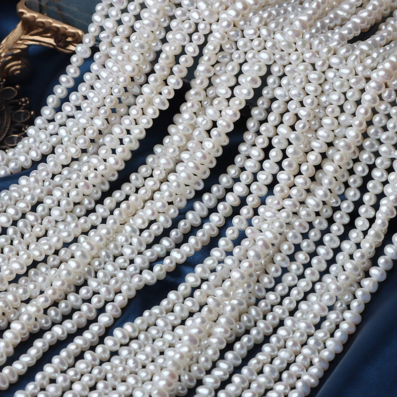 Nucleus-free 4mm horizontal beads, 39cm strong light natural freshwater pearl loose beads, semi-finished product, bare beads.