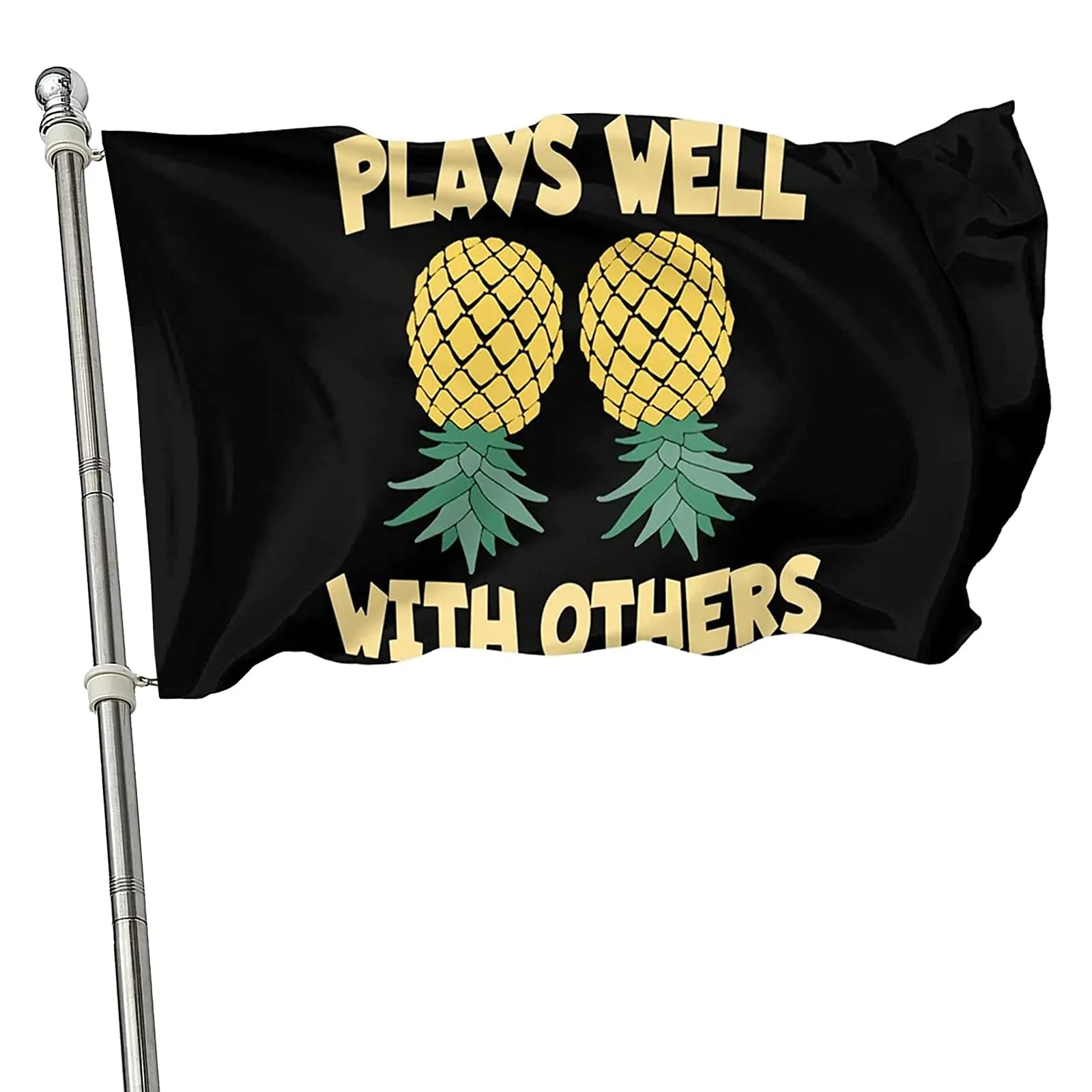 Upside Down Pineapple Flag Banner with Brass Grommets Funny Pineapples Flags Yard Party Flag for Indoors Outdoors Decorations