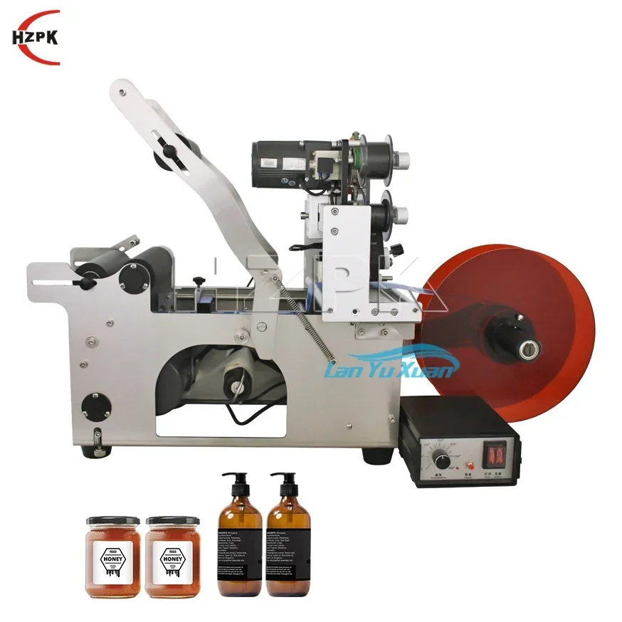 HZPK Hot Sale Semi-automatic Spice Leling Machine Adhesive with Date Code for Jars Round Bottle