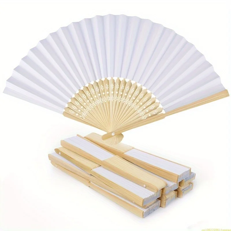 

10pcs Foldable Paper Fans - DIY Blank Vintage Style - Handheld for Parties, Weddings & Events - Lightweight, Customizable, Premi