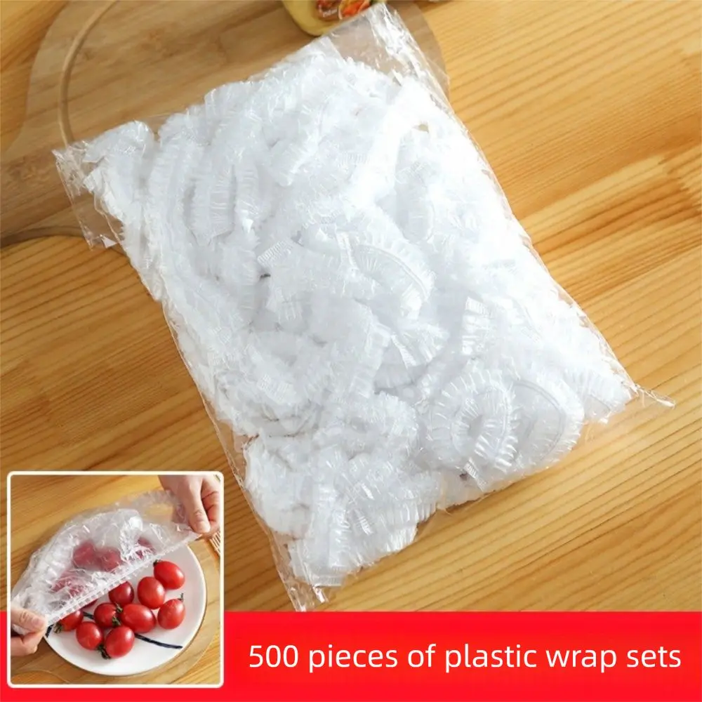 

300/500Pcs Elastic Mouth Disposable Food Cover Fresh-Keeping Plastic Bags Cling Film Cover Stretch Wrap Kitchen Organizer