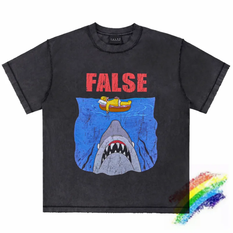 

Jaws Movie Print T Shirt Men Women 1:1 High Quality Heavy Fabric Unisex Oversized T-shirt Top Tees