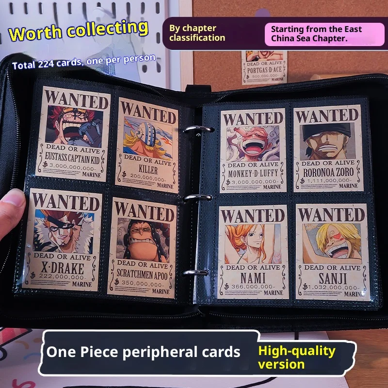 

In Stock 224Pcs ONE Piece Wanted Posters Cards Holder Collected Set Binder Non Repeating Cards Collectible Card Birthday Gift