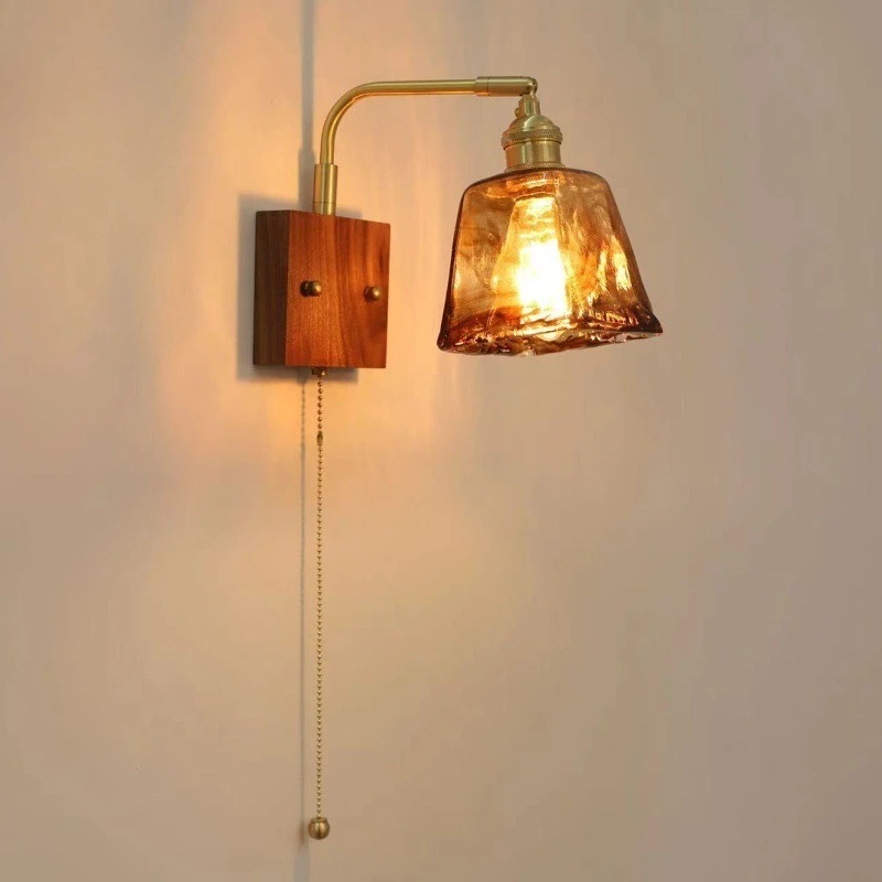 Copper LED Wall Lamp Retro Luxury Tricolor Wall Light Bedroom Living Room Corridor Interior Lighting