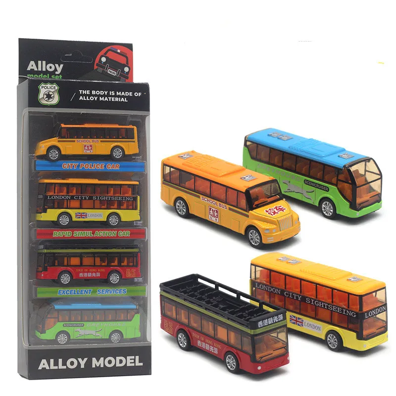 Juego de autobús extraíble de aleación, juguete de autobús de doble capa de simulación, caja de regalo de embalaje original, venta al por mayor, 1: 50