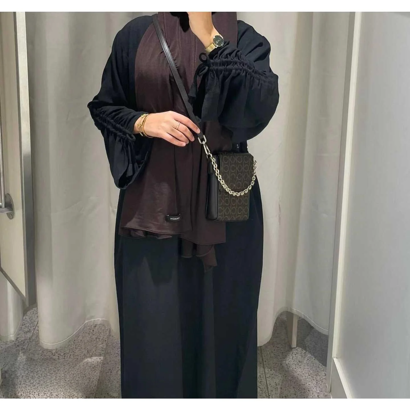 Naher Osten, neuer SLE-Manschettenrock in reiner Farbe, runder Ne-Dr-Ethno-langer A-Linien-Rock mit Gürtel, Damenmode, Frühling 2024