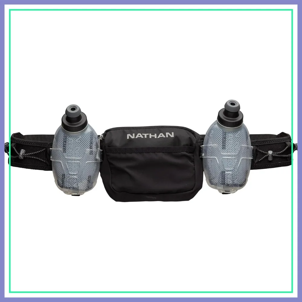 

Insulated Running Belt with Flasks, Storage Pockets, Trail Mix Plus, Water Bottle Holder for Walking Hiking