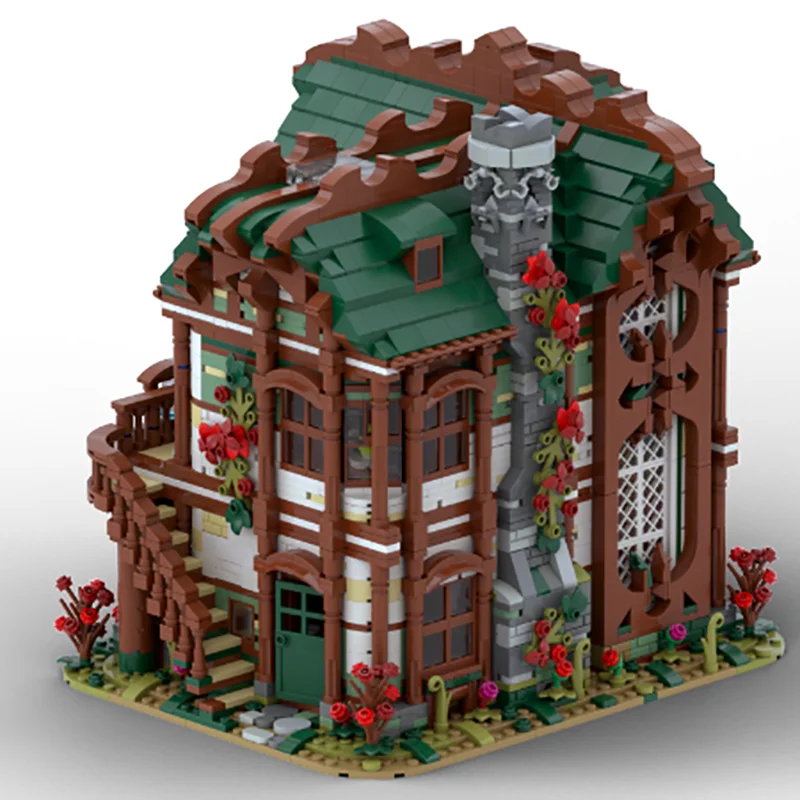 Modelo Medieval Moc, ladrillos de construcción, poción, casa, castillos verdes y rojos, bloques tecnológicos, juguete DIY de Navidad, regalos de construcción