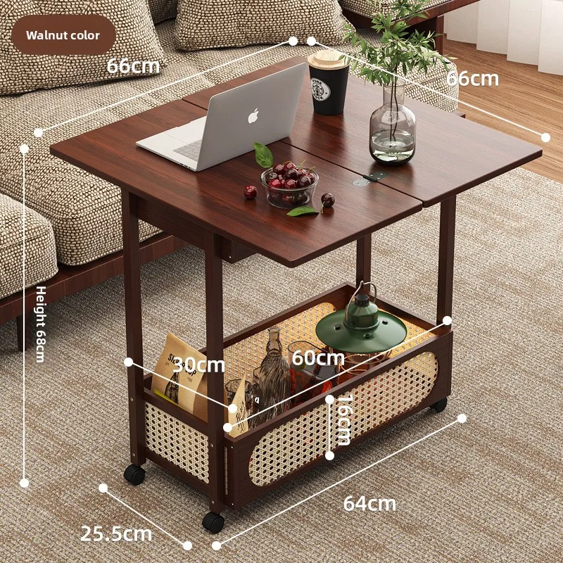 

Durable Household Goodstrolley With Wheels Movable Folding Coffee Table Living Room Sofa Side Table