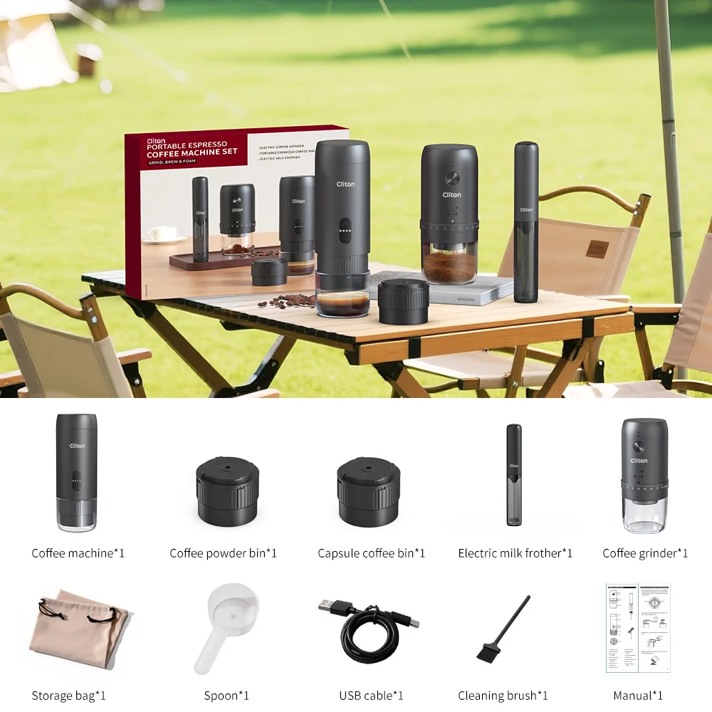 Electric Esspresso Coffee Machine Portable Electric Coffee Maker Set for Outddoor