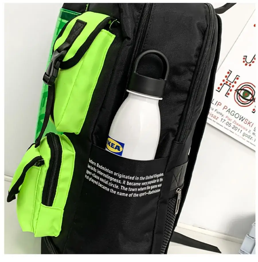 حقيبة كرة الريشة، حقيبة ظهر، حقيبة رياضية، سعة كبيرة، وضعية مستقلة للأحذية، حقيبة مضرب تنس بألوان متباينة #4