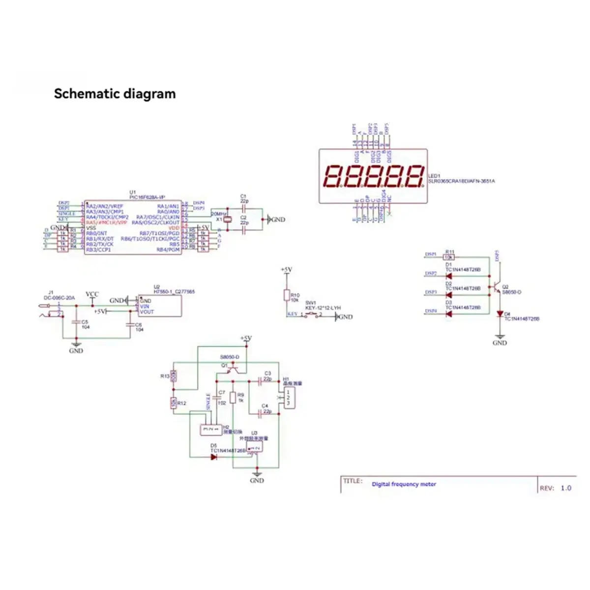 (A94Z] Digital Frequency Meter Crystal Oscillator Measurement Circuit 1Hz-50MHz DIY Electronics Manufacturing Welding Kit