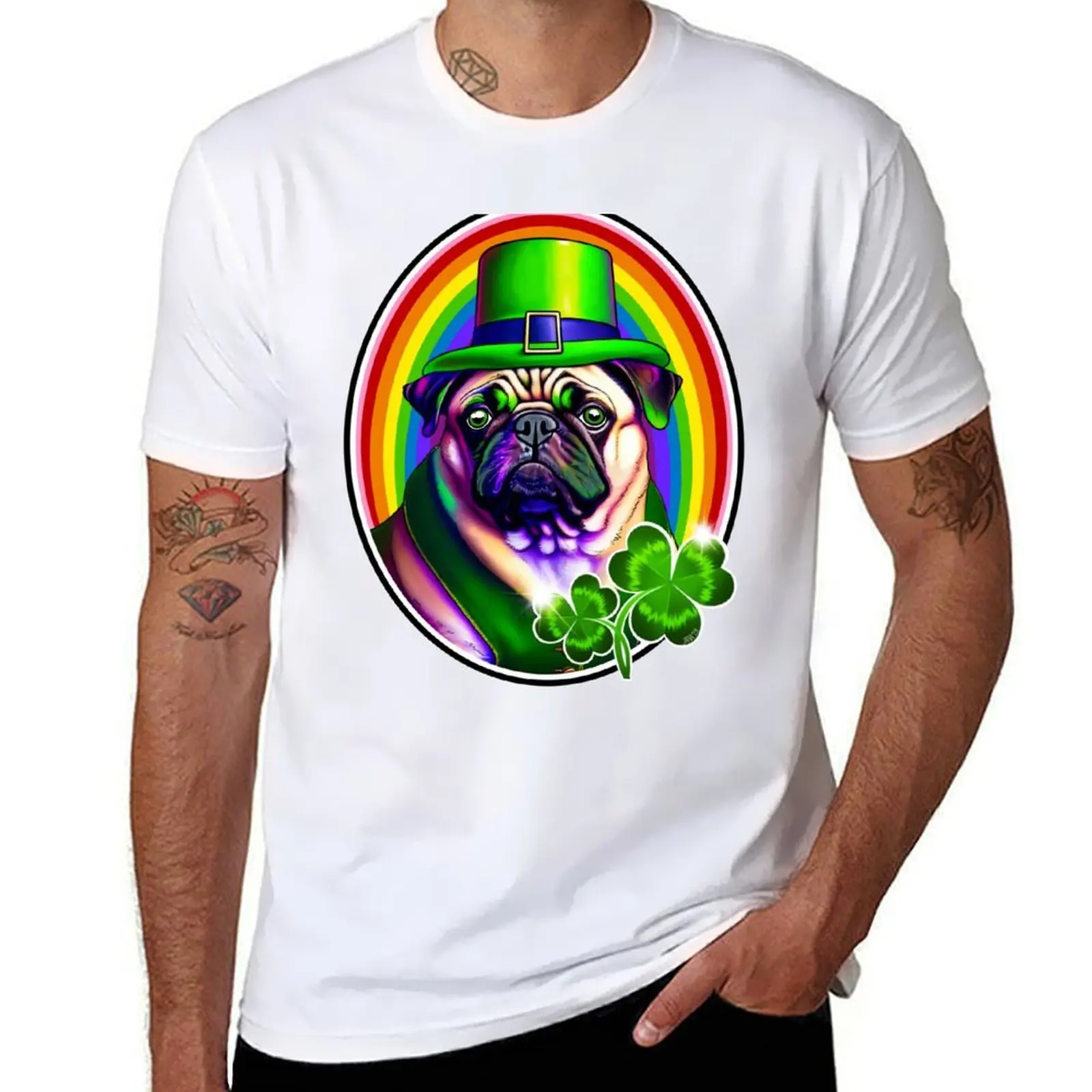 

t shirts tshirt cotton Paddy's Pug t anime funny high quality shirts cotton T-Shirt Day St.