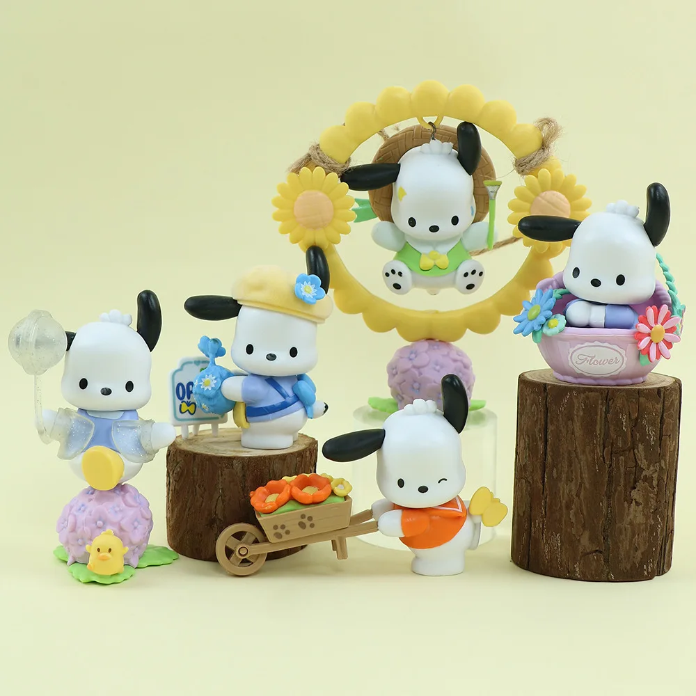 Pochacco Statue Flower and Youth Series Sanrio Doll Action Anime Figures Pochacco Doll Toys Esports Figurine Room Desktop Gifts