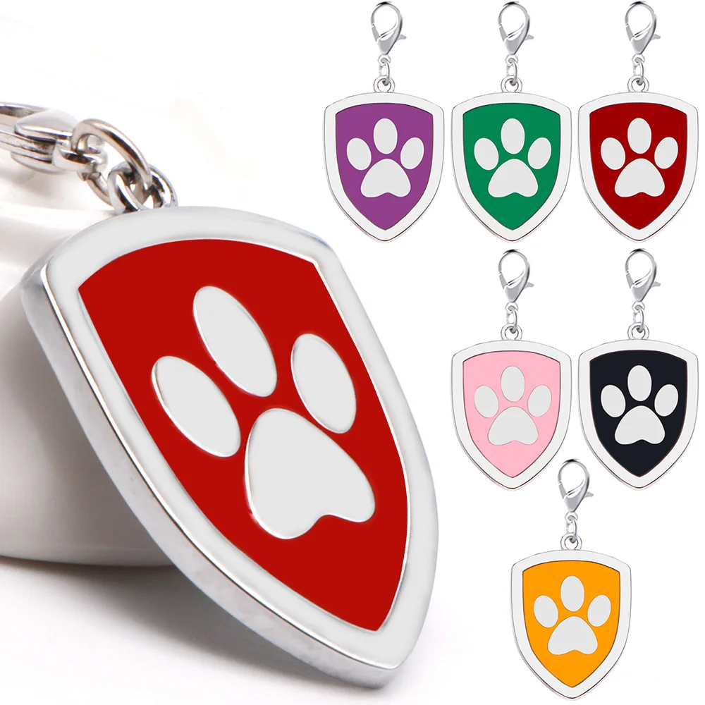 Wholesale 100 Alloy Shield Solid Color Dog Paw Pet ID Tag Personalized Puppy Identity Engraved Cat Accessories