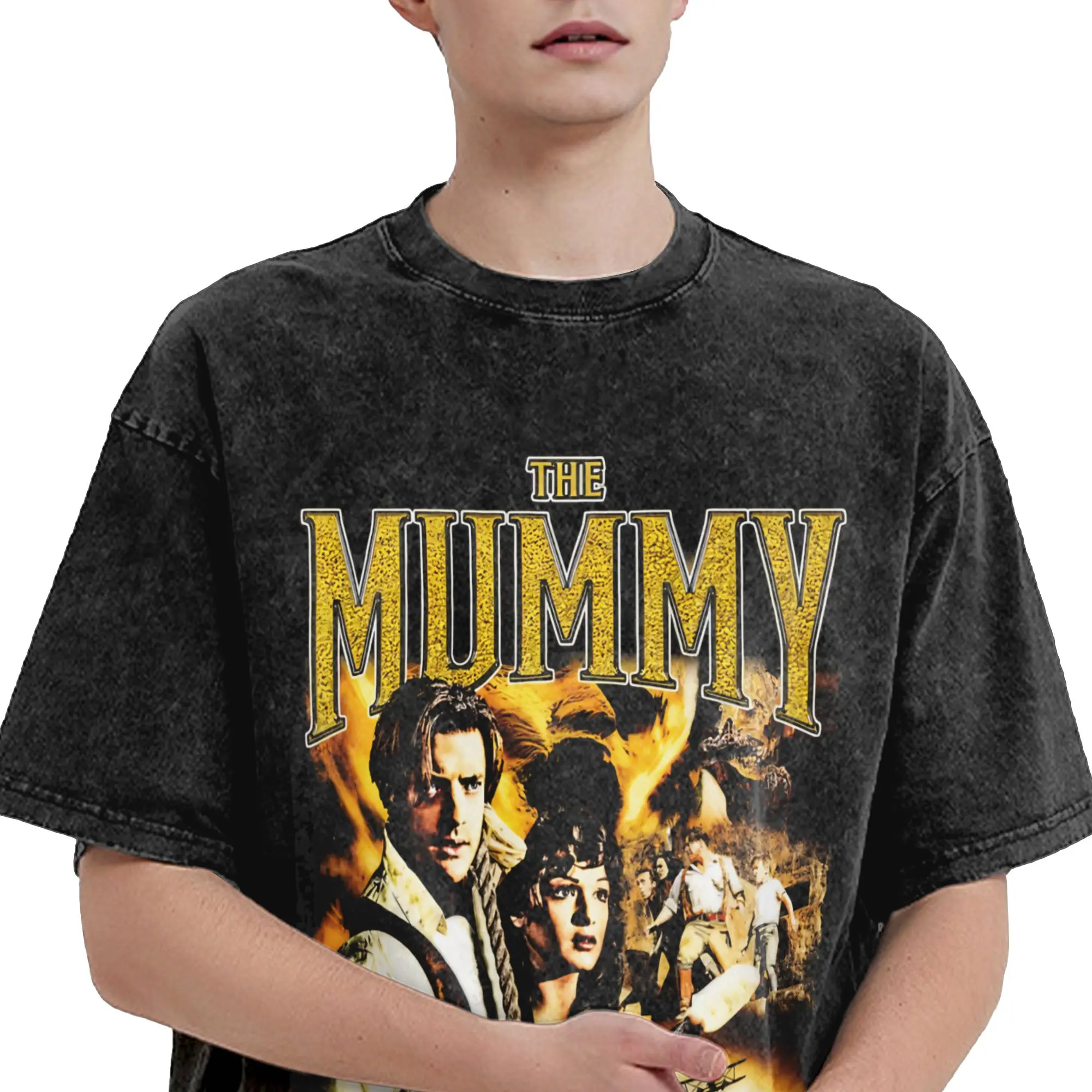Harajuku Washed Shirts The Mummy 25th Anniversary Outfit Novelty T Shirt High Street  Streetwear Short Sleeve Summer Tee Shirt