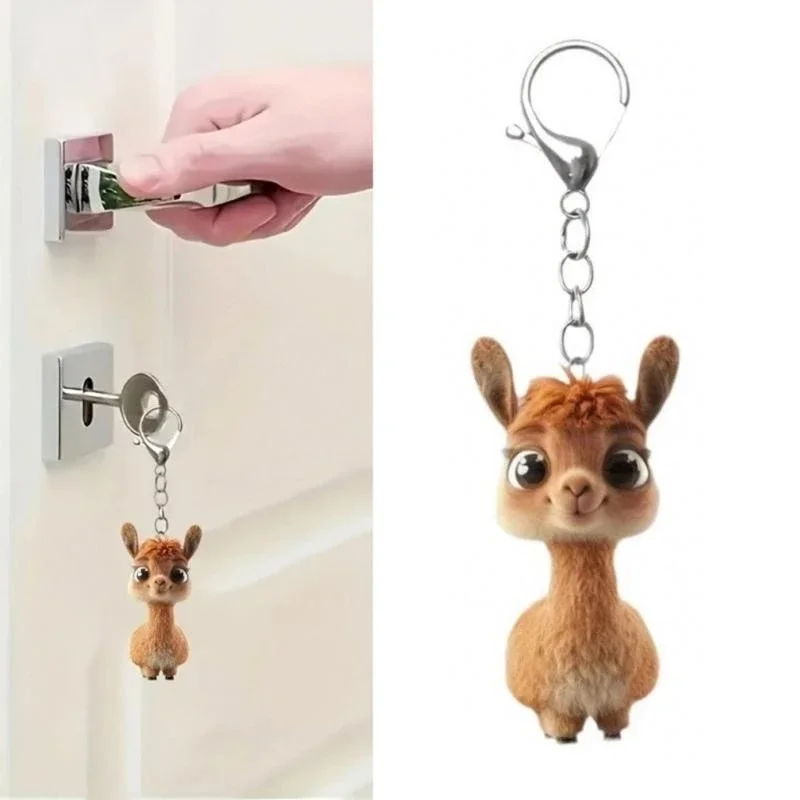 FTCY Portable Sturdy Acrylic Alpacas Keychain Charm Pendant Adds A Touch Of Fun To Bags and Car Interiors Daily Casual Use