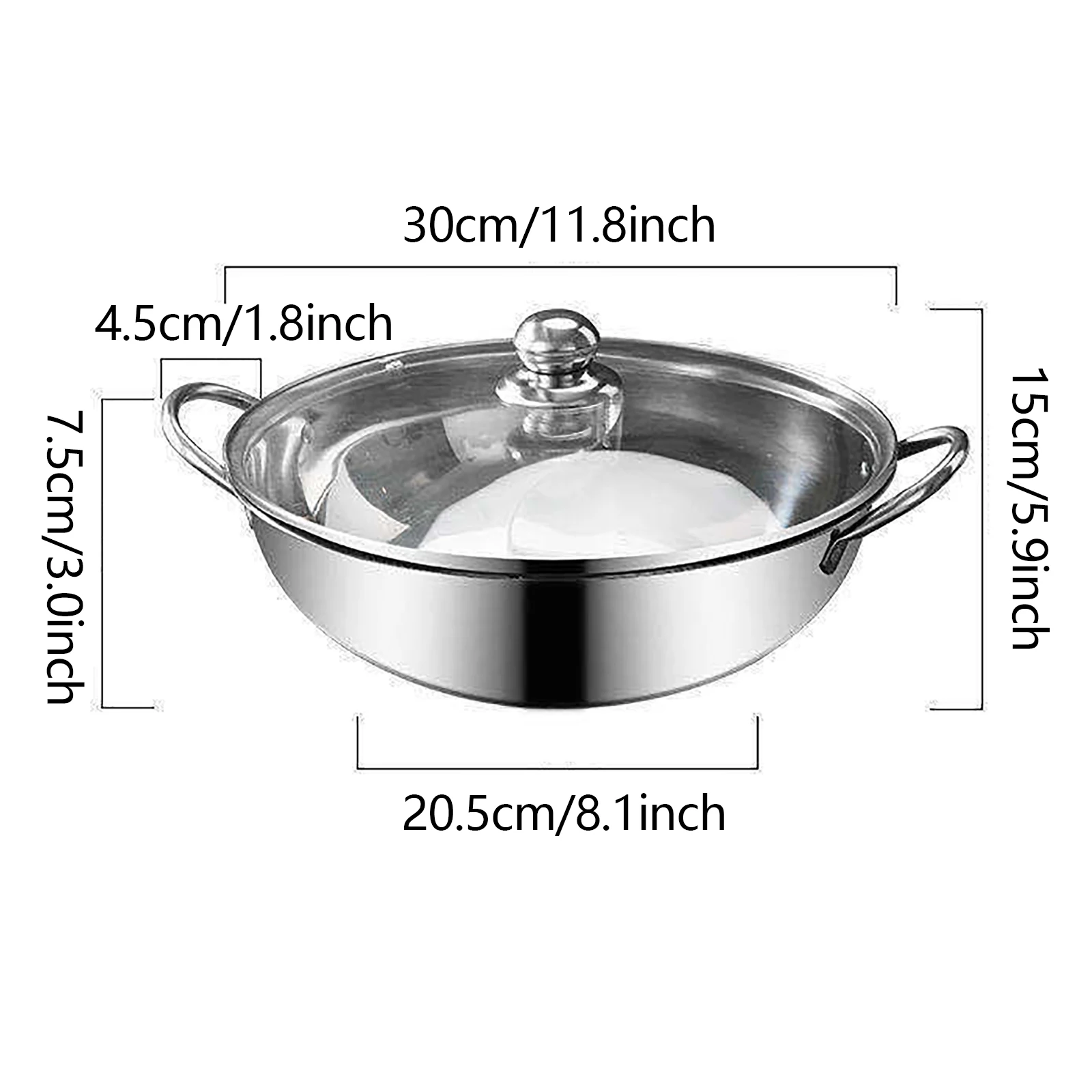 Shabu Pot Hot, Stainless Steel Cookware Soup Induction Nabe Lid Cooking Dual Side