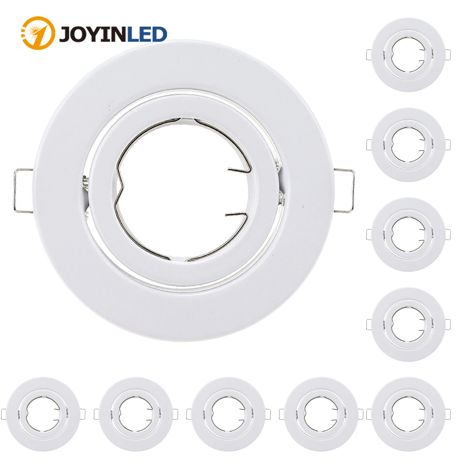 JOYINLED 1/10PCS White Round Fixed Downlight Fittings GU10 MR11 Dia100mm Cut-out 71.6mm Iron Metal Fixtures Frames Spotlight