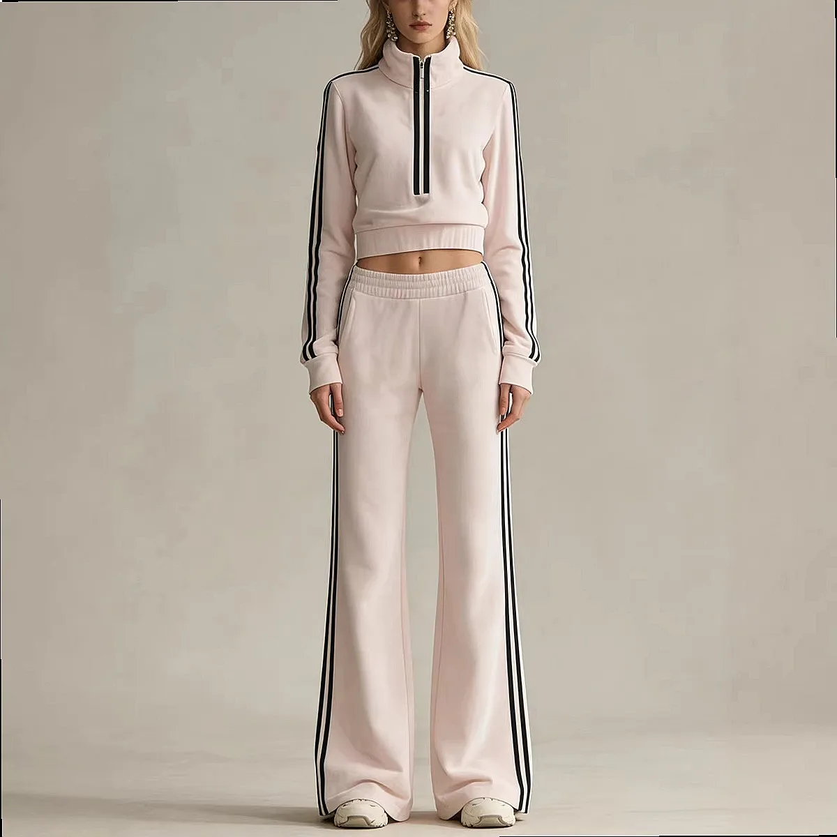 Long Sleeve Half Zip Hoodie Sets Women Casual Sweatshirt Jumpsuit Matching Set Spring Summer Tracksuit