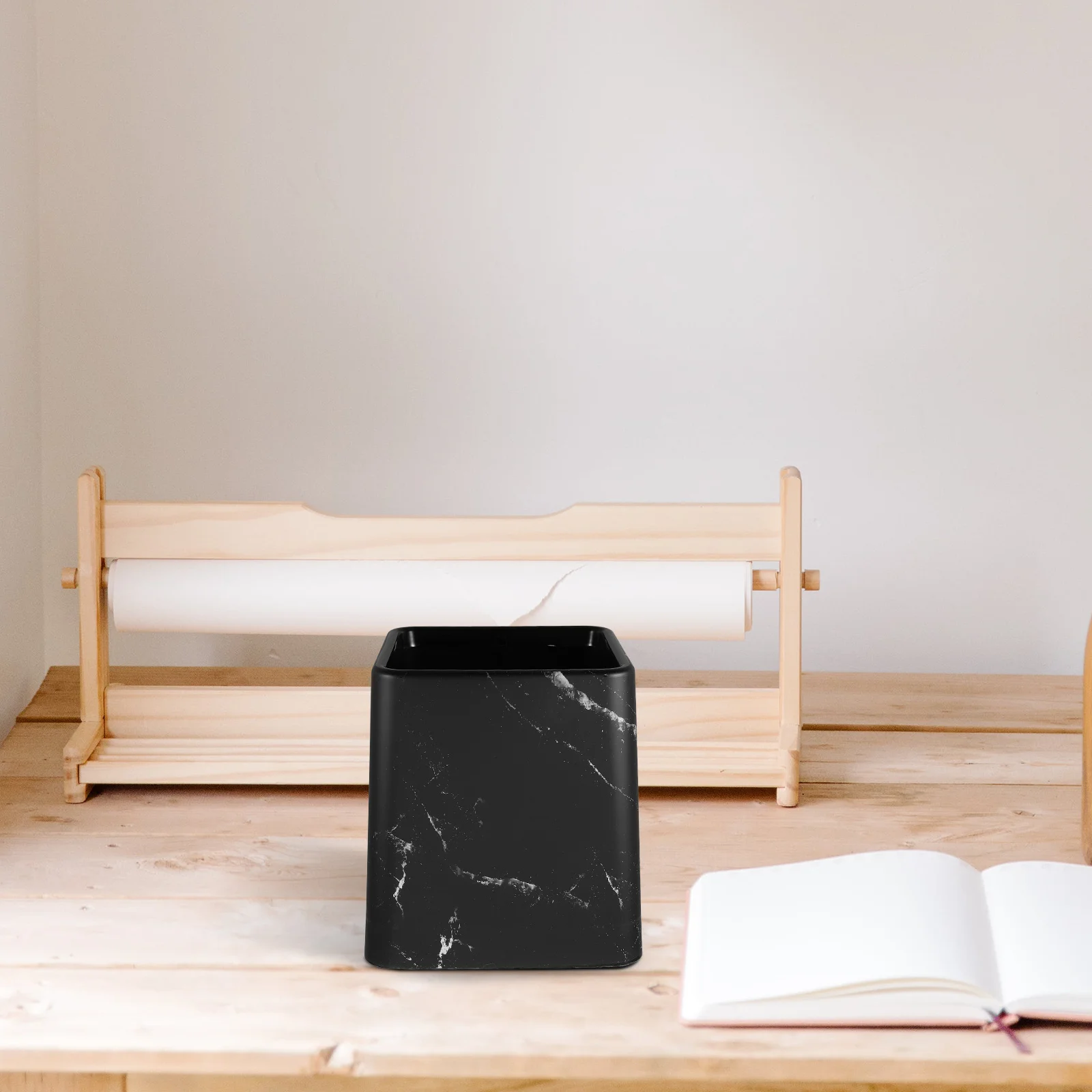 Decorative Marble Pattern Desktop Trash Can Small Waste Basket for Bedroom Kitchen Bathroom Office Living Room - Image 4