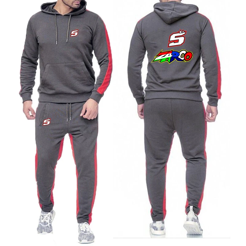 2024 Men Moto Rider JOHANN ZARCO No. 5 Tracksuit Color Matching Printing Two Piece Set Sportswear Loose Casual Hoodies Suit