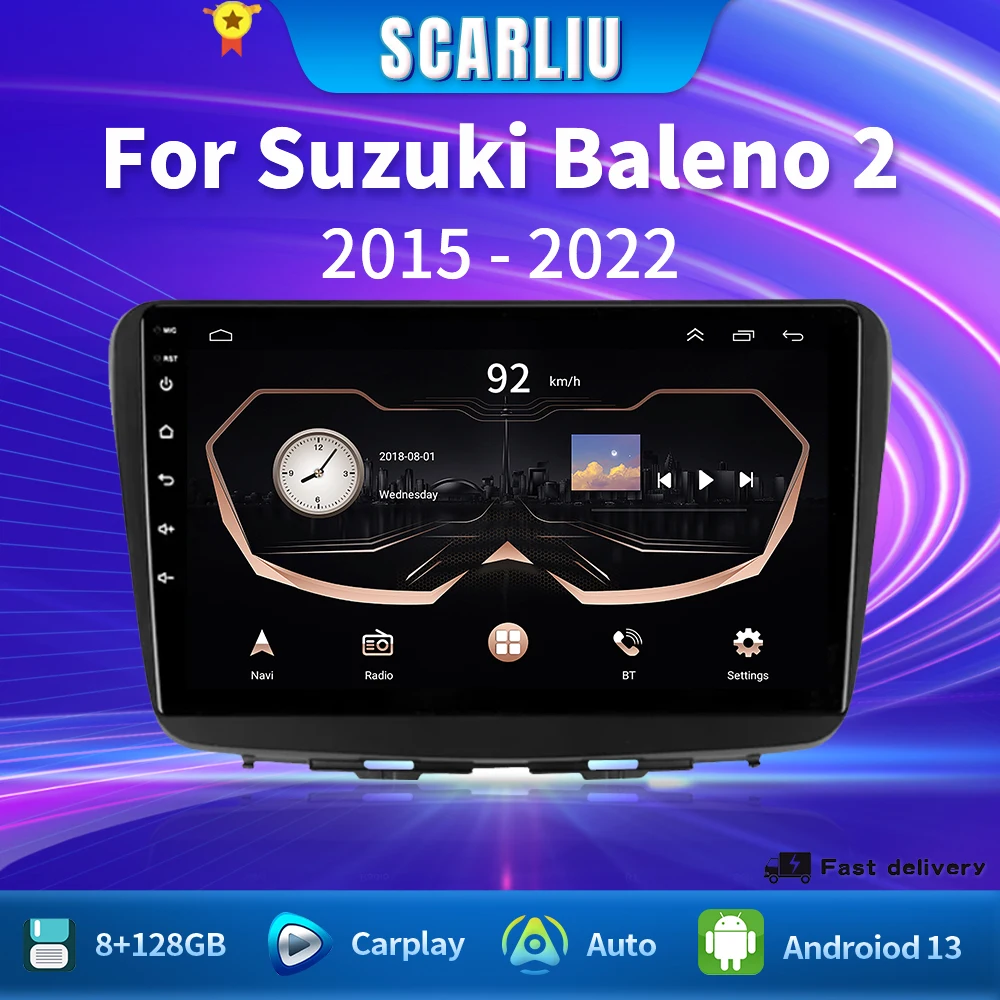 

Для Suzuki Baleno 2015 - 2022 Android 13 Автомобильный мультимедийный автомобильный радиоплеер GPS-навигатор экран беспроводной CarPlay аудио стерео BT