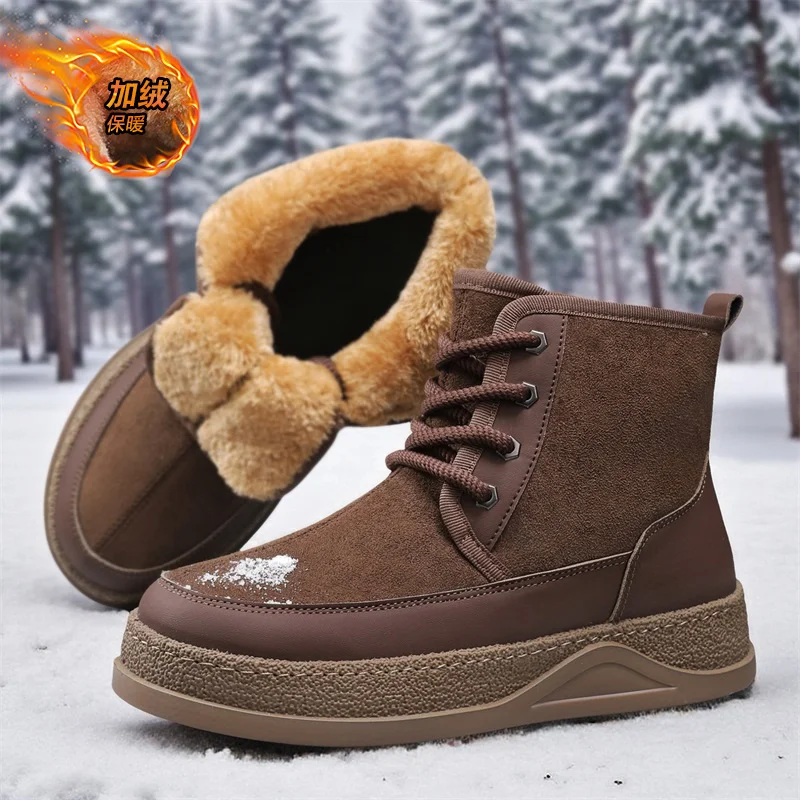 2025 hiver nouveaux hommes bottes de neige chaud fourrure coton chaussures bottines en plein air antidérapant baskets hommes chaussures de sport