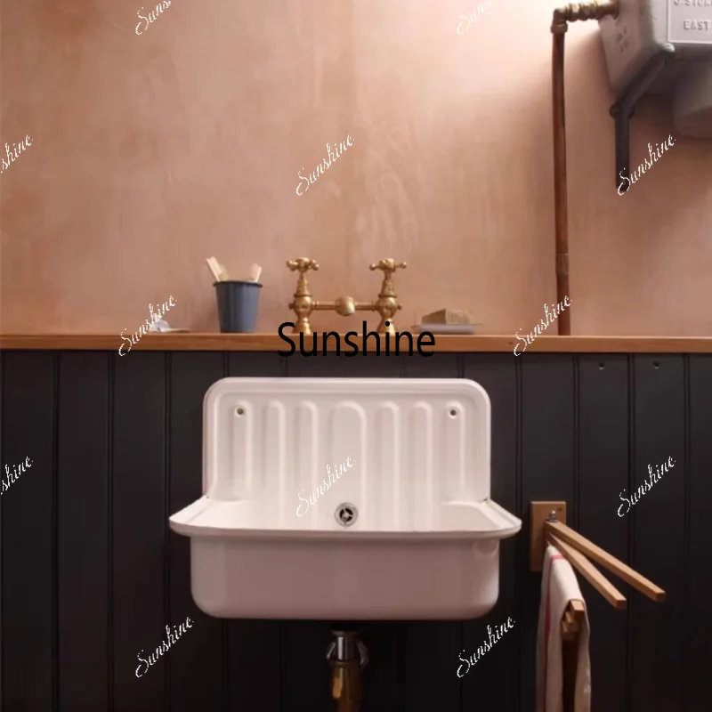 retro classic wall-mounted enamel sink hand basin kitchen bathroom outdoor balcony sink