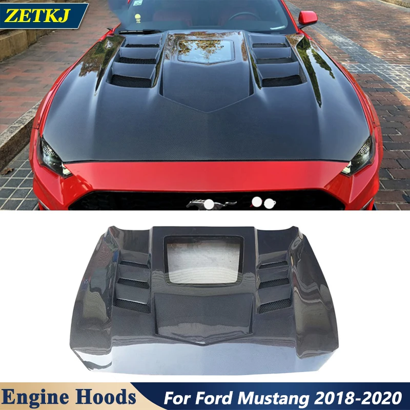 

Carbon Fiber Or FRP Car Engine Hoods Bonnets Cover Styling For Ford Mustang 2018-2020 Modification