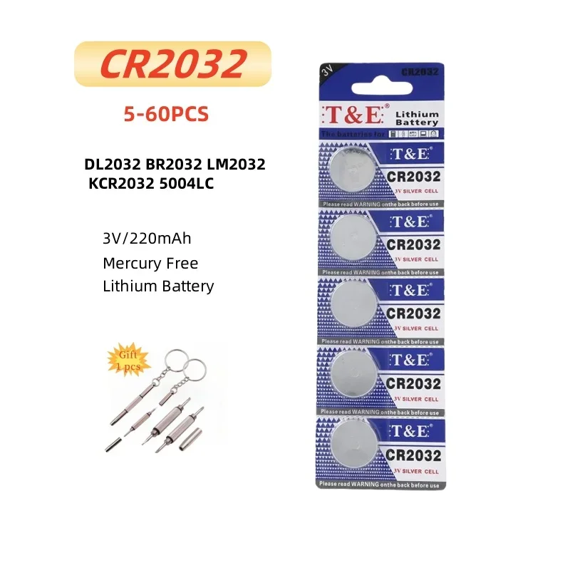 5-60PCS CR2032 Battery CR 2032 DL2032 ECR2032 3V Lithium Battery For Watch Car Key Remote Button Coin Cells