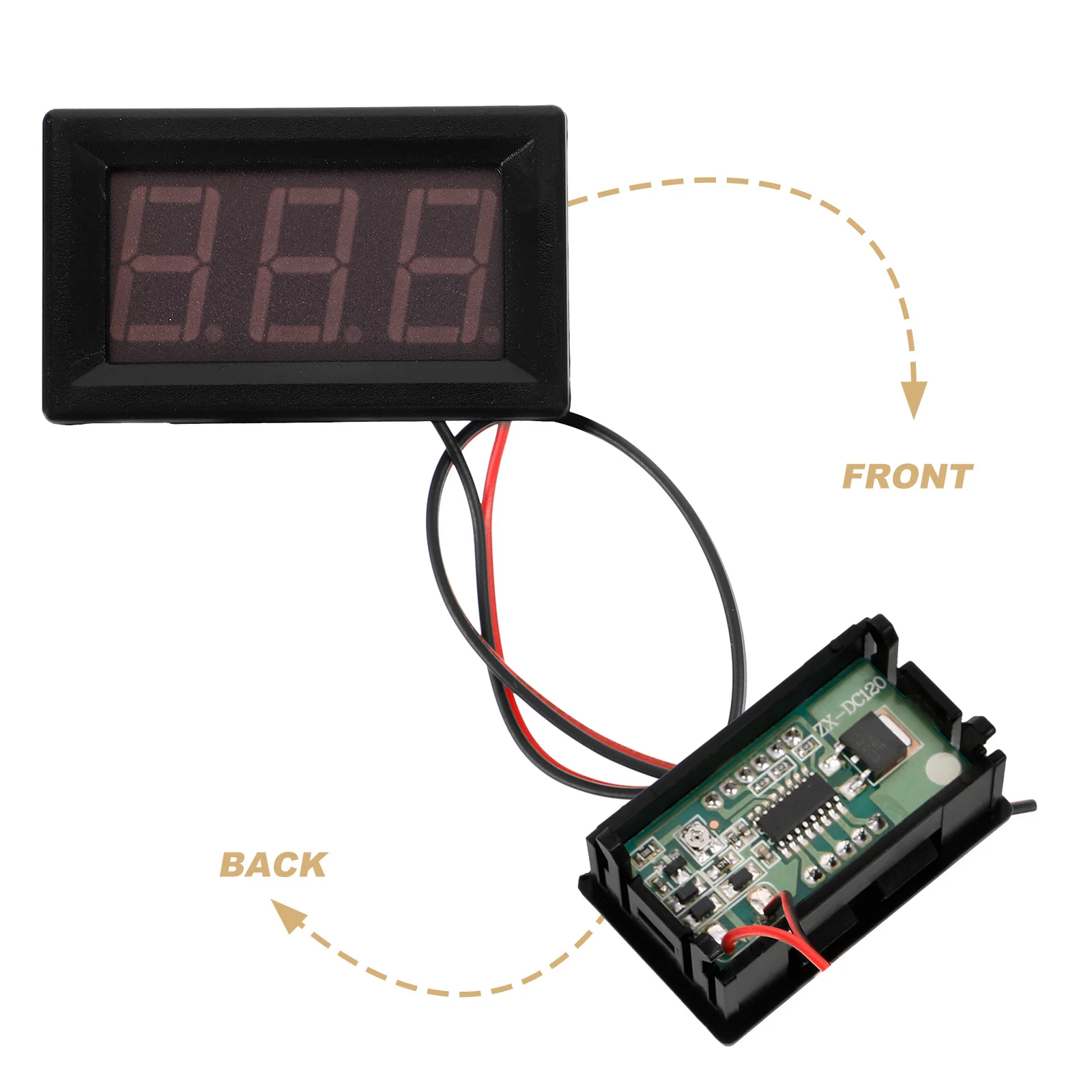 

5-120V Voltage Meter Head Led Digital Voltmeter Mini 2-Wire Voltage Gauge For Tester Car Horn Replacement