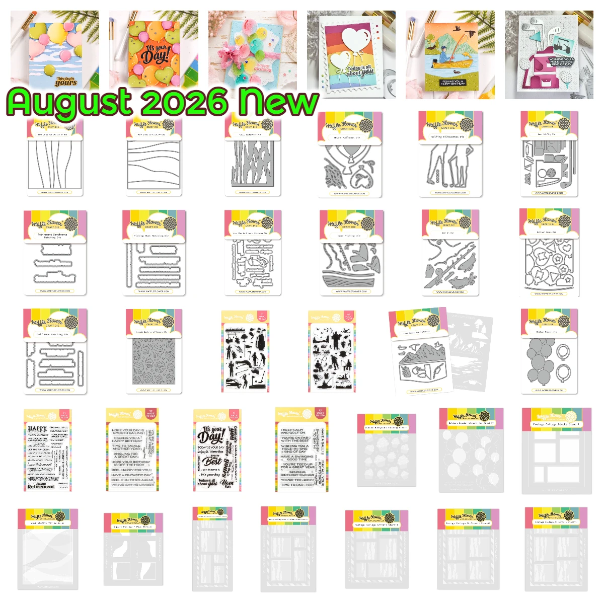 August 2026 New Waffle Flowers Heart Balloons Die Reel in Die Metal Cutting Dies Stencil Stamp DIY Scrapbook Handmade Album Card