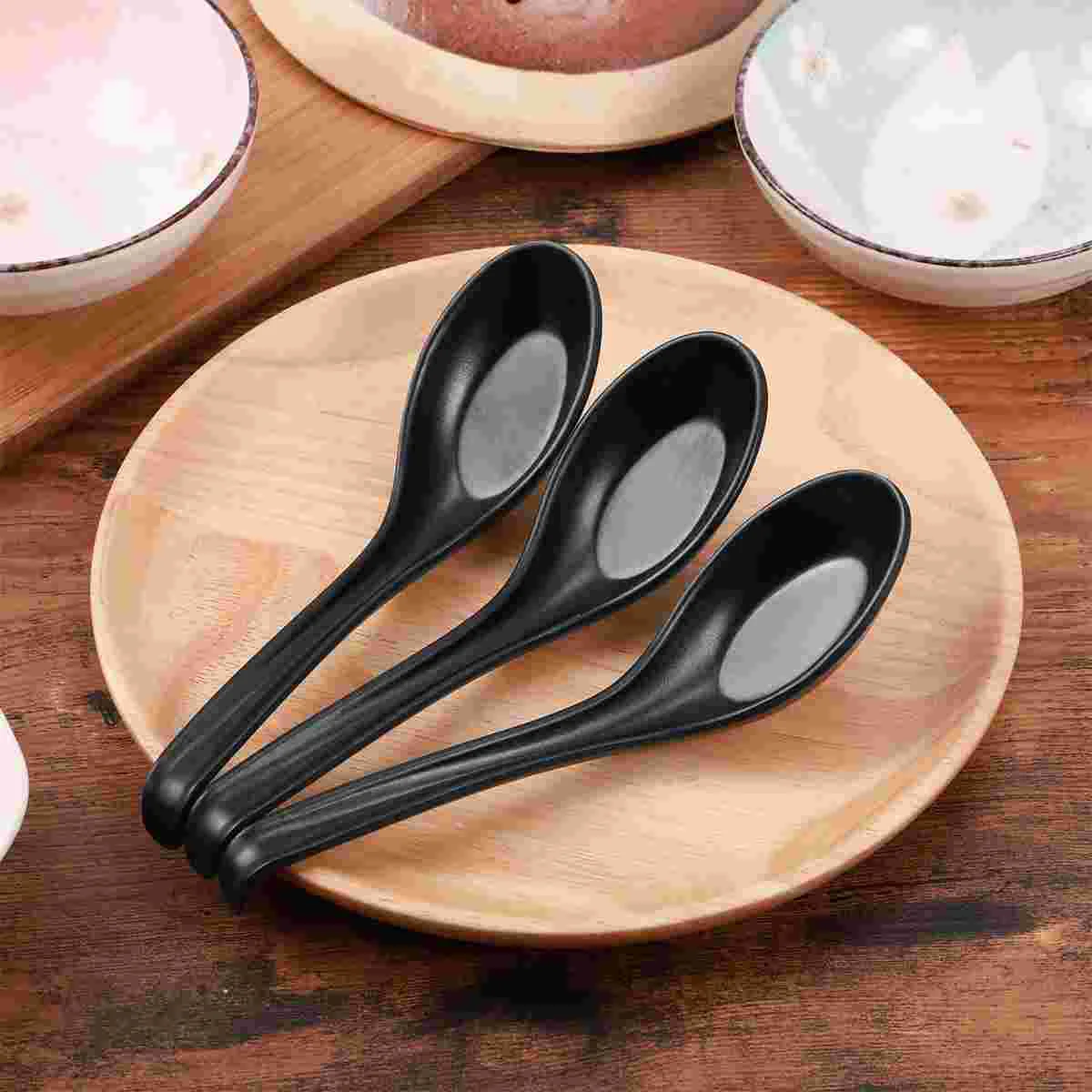 6pcs Soup Spoons Spoons Japanese Style Frosted Surface Hook Style Spoons Melamine Soup Rice Spoons Soup Ladle for Home