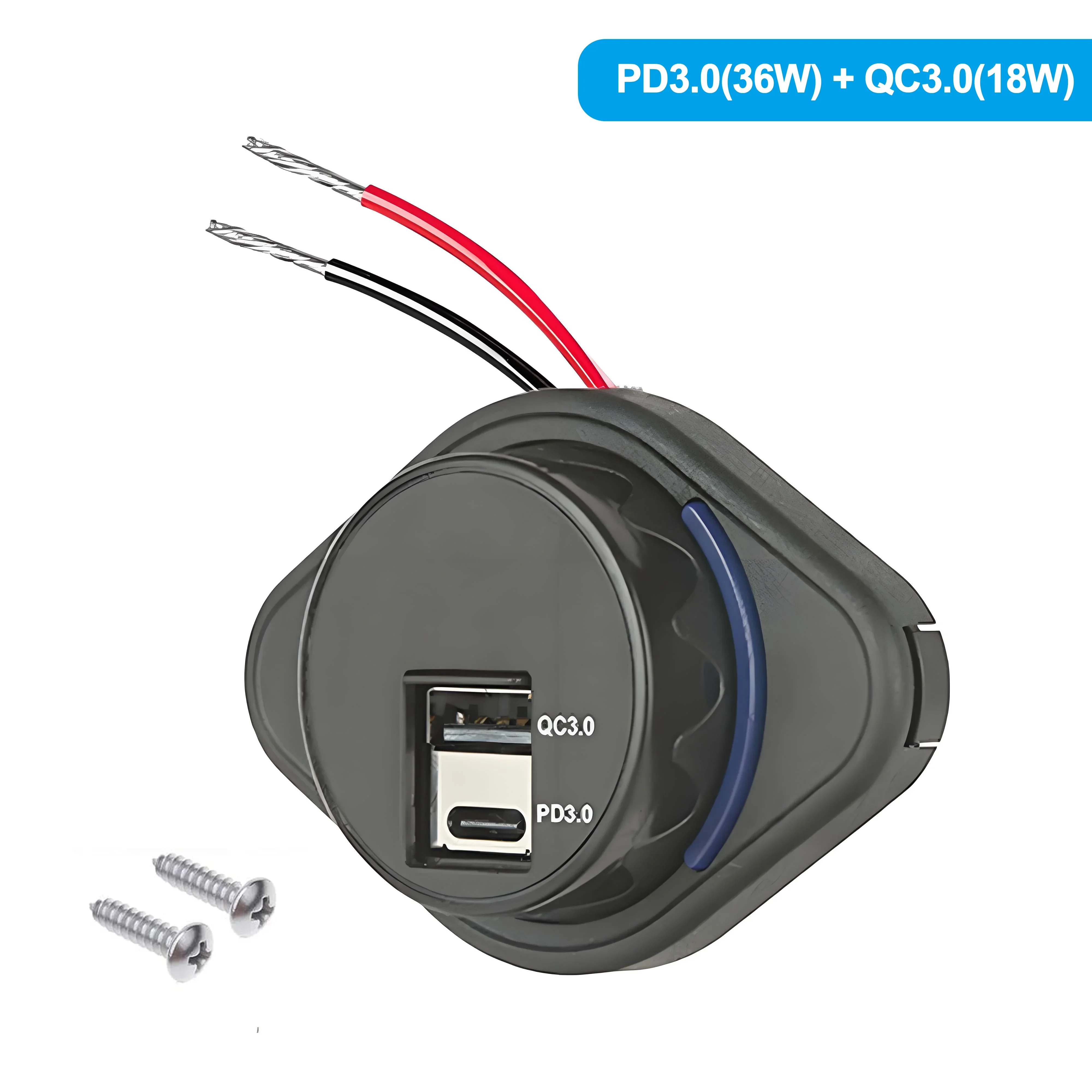 RV USB Charger Outlet 54W Dual Port 12V Quick Charging Port 36W PD Type-C & 18W USB-A Wall Mount Panel for Camper Truck Boat Bus